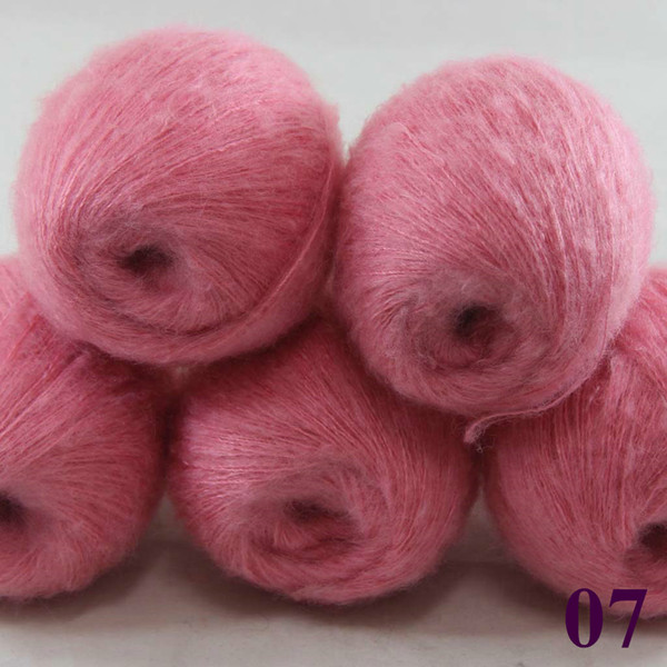 Sale 5 ballsX50g Luxurious MOHAIR 50% Cashmere 50% silk hand Yarn Knitting Free shipping multiple colors to choose from Pink 290-07