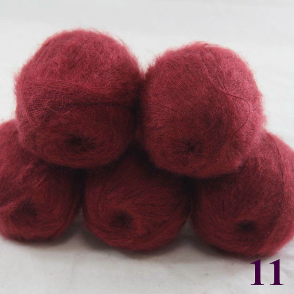 Sale 5ballsX50g Luxurious MOHAIR 50% Cashmere 50% silk hand Yarn Knitting Free shipping multiple colors to choose from Wine 290-11