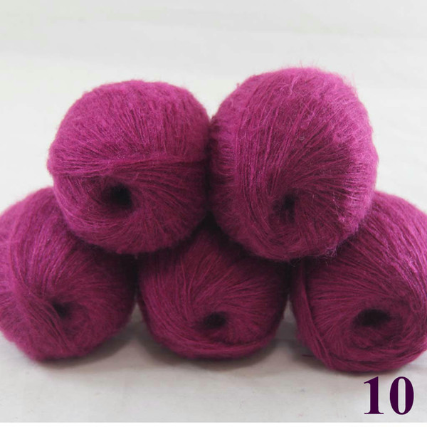 Sale 5ballsX50g Luxurious MOHAIR 50% Cashmere 50% silk hand Yarn Knitting Free shipping multiple colors to choose from Magentas 290-10