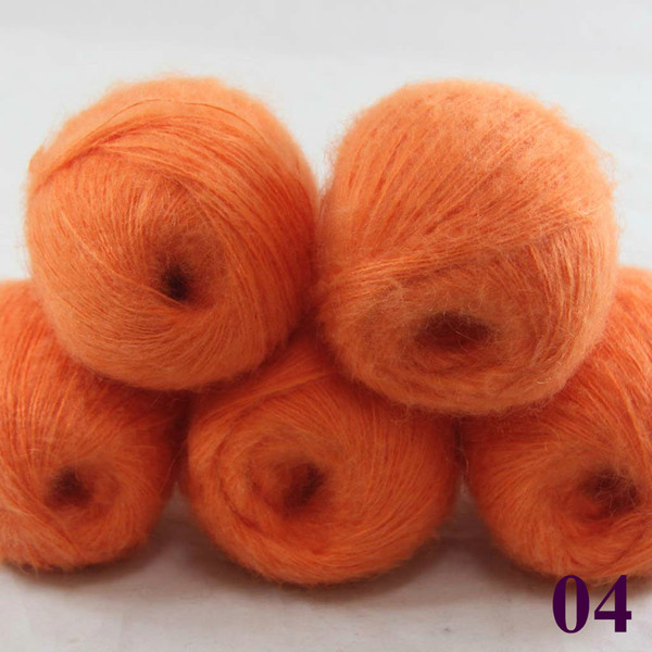 Sale 5 ballsX50g Luxurious MOHAIR 50% Cashmere 50% silk hand Yarn Knitting Free shipping multiple colors to choose from Corn Orange 290-04