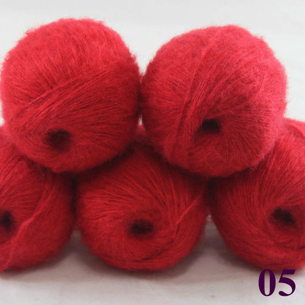 Sale 5 ballsX50g Luxurious MOHAIR 50% Cashmere 50% silk hand Yarn Knitting Free shipping multiple colors to choose from Corn Red 290-05