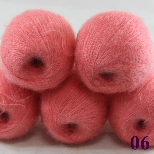 Sale 5 ballsX50g Luxurious MOHAIR 50% Cashmere 50% silk hand Yarn Knitting Free shipping multiple colors to choose from Corn Salmom 290-06