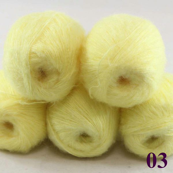 Sale 5 ballsX50g Luxurious MOHAIR 50% Cashmere 50% silk hand Yarn Knitting Free shipping multiple colors to choose from Corn Yellow 290-03