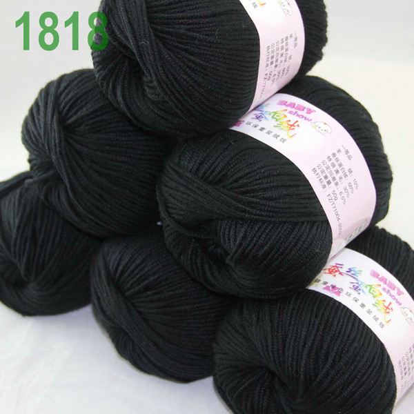 Sale Lot of 6 balls x 50g Cashmere Silk velvet Children Yarn Black 1818