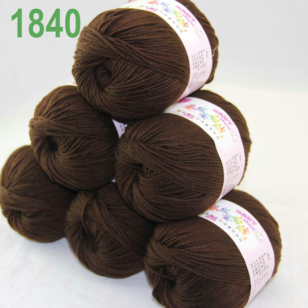 Sale Lot of 6 balls x 50g Cashmere Silk velvet Children Yarn Brown18-40