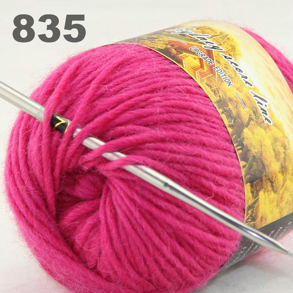 6balls colorful hand-knitted wool segment dyed coarse yarn fancy knitting hats scarves thick line Pink 522835