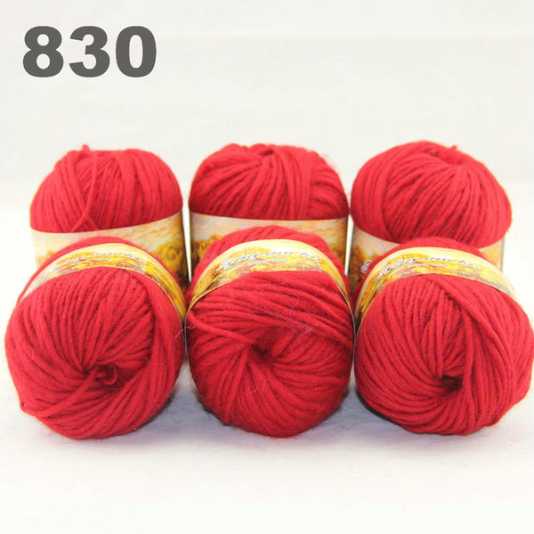 6balls colorful hand-knitted wool segment dyed coarse yarn fancy knitting hats scarves thick line Red 522830