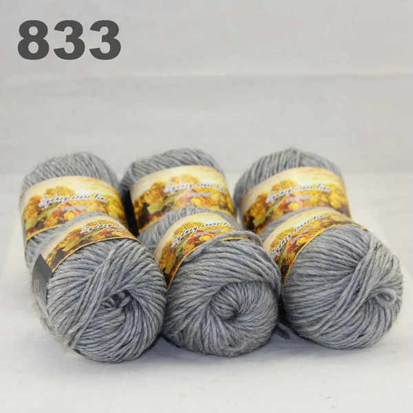 6balls colorful hand-knitted wool segment dyed coarse yarn fancy knitting hats scarves thick line Mom gray 522833