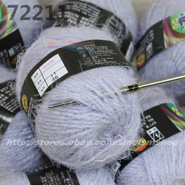 Color optional 6x50gr skeins soft Eyelash hand-woven Knitting Yarn Light Silver 722-11