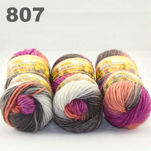 6balls Australia colorful hand-knitted wool score yarn segment dyed coarse yarn fancy knitting baby hats scarves thick line 807-6