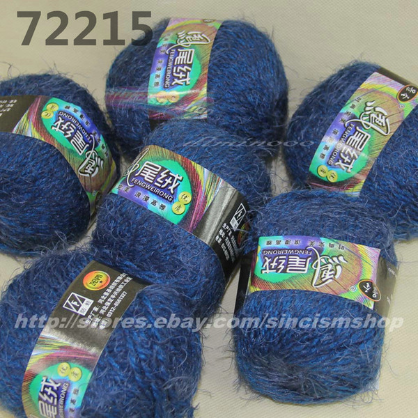 Color optional 6x50gr skeins soft Eyelash hand-woven Knitting Yarn navy blue 722-15