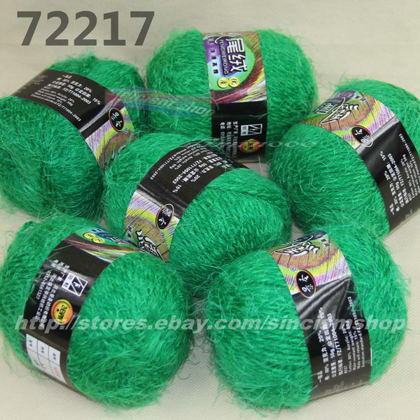 Color optional 6x50gr skeins soft Eyelash hand-woven Knitting Yarn green 722-17