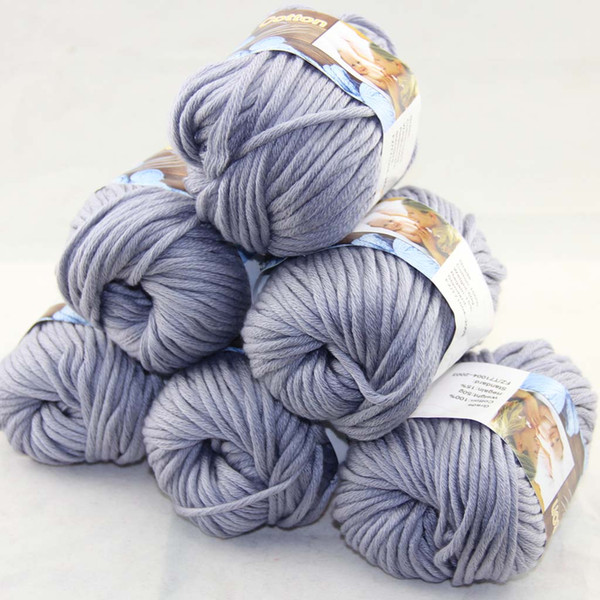 LOT of 6 BallsX50g Special Thick Worsted 100% Cotton Knitting Yarn Grey 2220