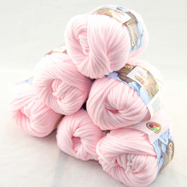 LOT of 6 BallsX50g Special Thick Worsted 100% Cotton Knitting Yarn baby pink 2203