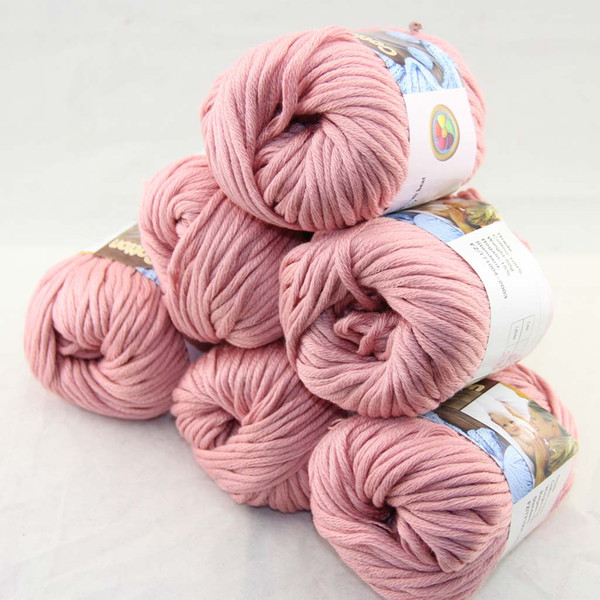 LOT of 6 BallsX50g Special Thick Worsted 100% Cotton Knitting Yarn Pink Sapphire 2206