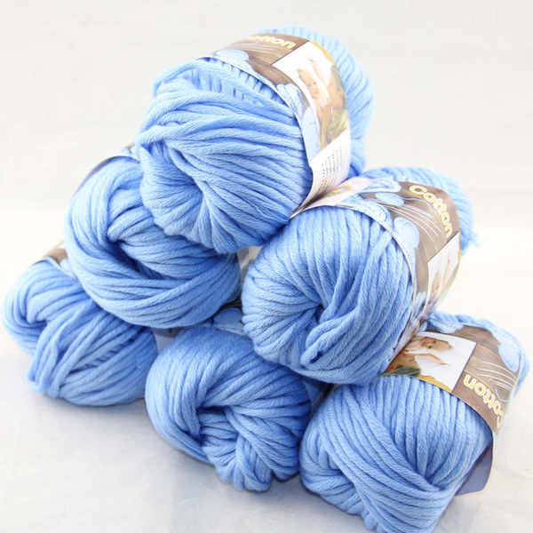 LOT of 6 BallsX50g Special Thick Worsted 100% Cotton Knitting Yarn baby Blue 2209