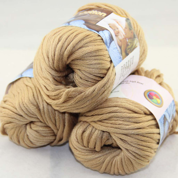 Sale LOT of 3 BallsX50g Special Thick Worsted 100% Cotton Knitting Yarn Sand 42211