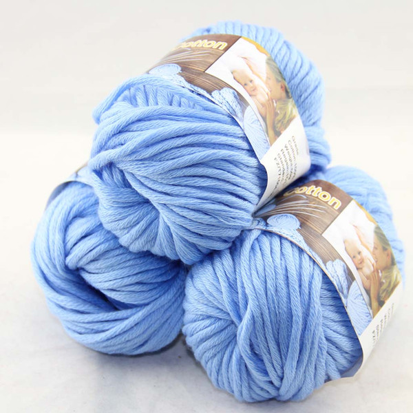 Sale LOT of 3 BallsX50g Special Thick Worsted 100% Cotton Knitting Yarn baby Blue 42209