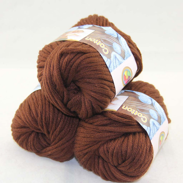 Sale LOT of 3 BallsX50g Special Thick Worsted 100% Cotton Knitting Yarn Chocolate 42214