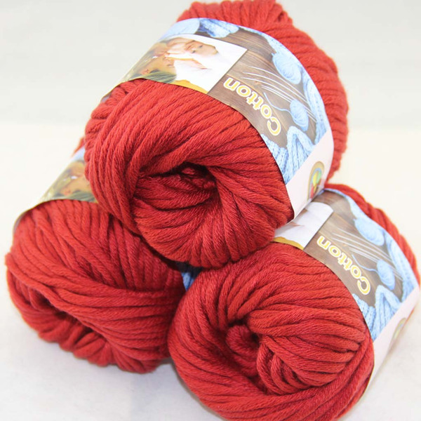 Sale LOT of 3 BallsX50g Special Thick Worsted 100% Cotton Knitting Yarn Poppy Red 42218