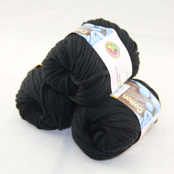 Sale LOT of 3 BallsX50g Special Thick Worsted 100% Cotton Knitting Yarn Black 42215