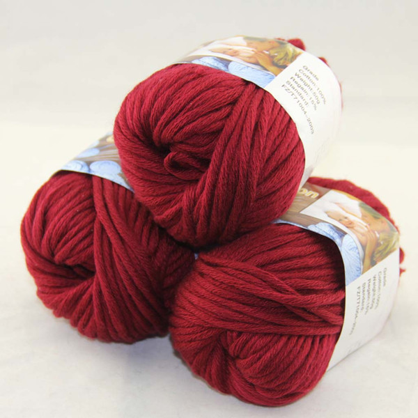 Sale LOT of 3 BallsX50g Special Thick Worsted 100% Cotton Knitting Yarn Ruby 42236