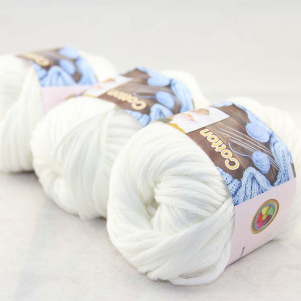 Sale LOT of 3 BallsX50g Special Thick Worsted 100% Cotton Knitting Yarn White 42201