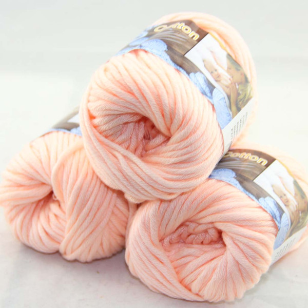 Sale LOT of 3 BallsX50g Special Thick Worsted 100% Cotton Knitting Yarn White Peach 42204