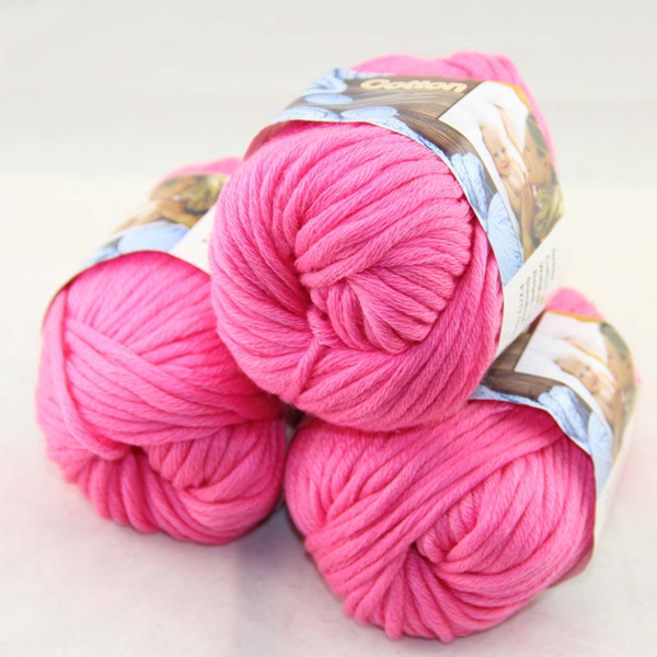 Sale LOT of 3 BallsX50g Special Thick Worsted 100% Cotton Knitting Yarn Pink Sapphire 42206