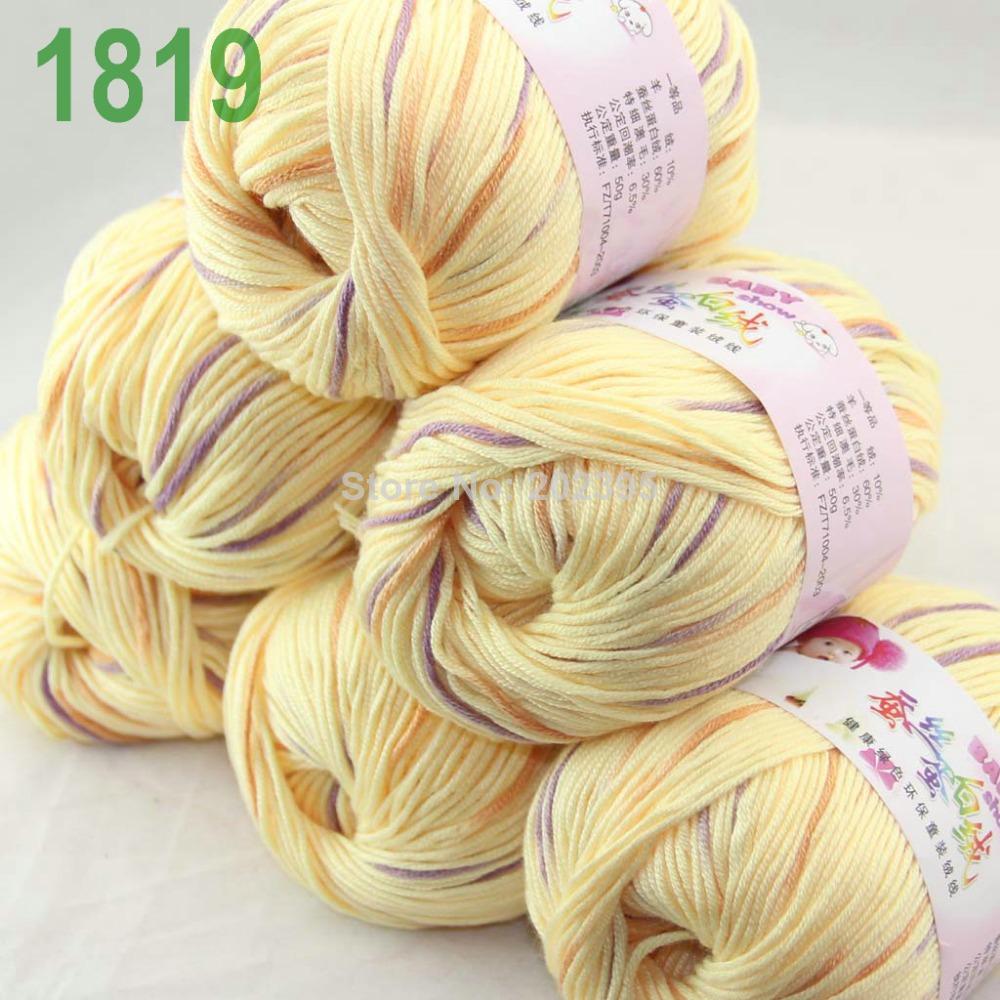 Sale Lot of 6 balls x 50g Cashmere Silk velvet Children Yarn Yellow Purple 1819