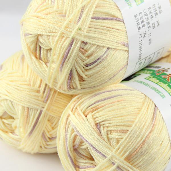 Lot of 3 skeins Multi color Soft Natural Smooth Bamboo Cotton Yarn Knitting C