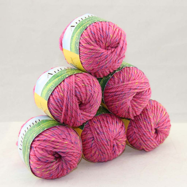 LOT of 6 BallsX50g Chunky Hand-woven Coarse Knitting Yarn Rose Pink 248-S41