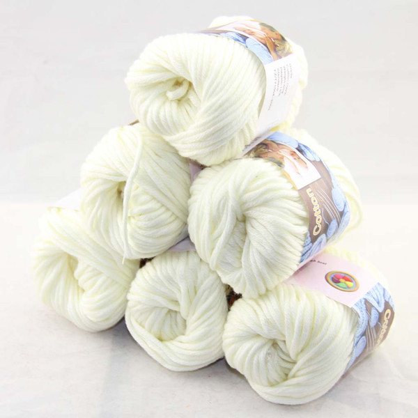 LOT of 6 BallsX50g Special Thick Worsted 100% Cotton Knitting Yarn Pearl White 2221