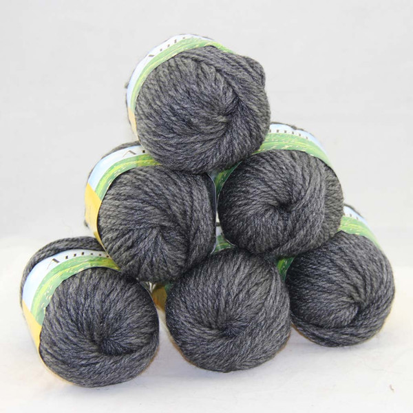 LOT of 6 BallsX50g Chunky Hand-woven Coarse Knitting Yarn Charcoal 248-208