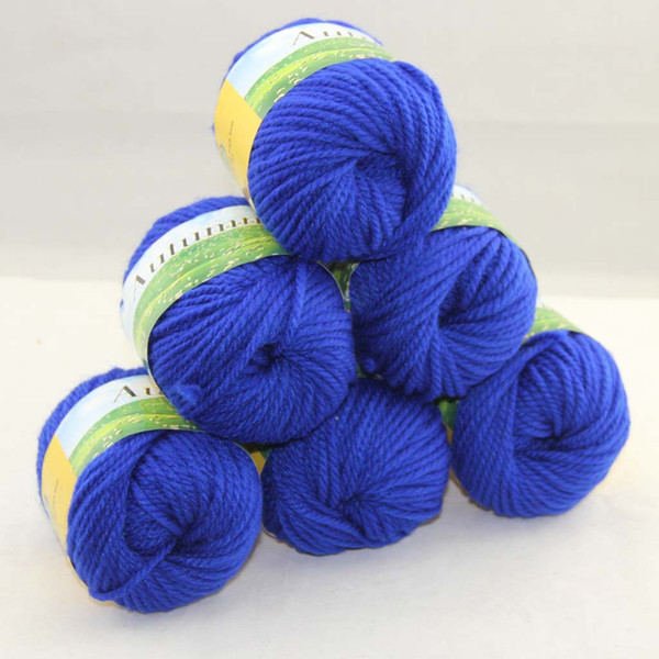 LOT of 6 BallsX50g Chunky Hand-woven Coarse Knitting Yarn Blue Velvet 248-224