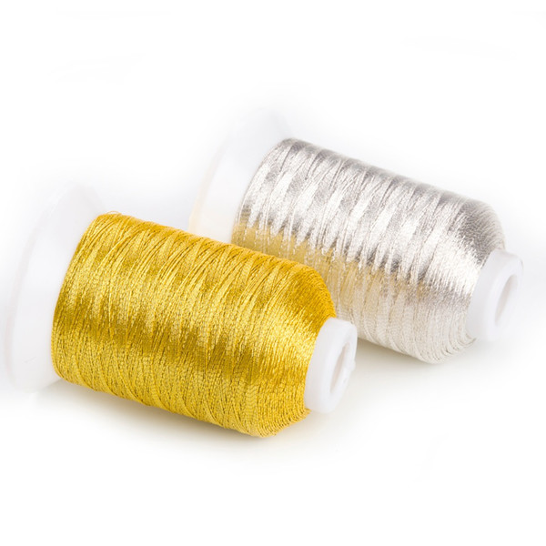 Hot selling Simthread 150D Ms type metallic embroidery thread popular silver and gold color 550Y/500M per spool free shipping