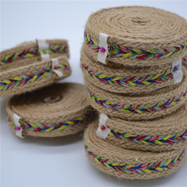 Natural Hessian Jute Twine 2.5cm Burlap Ribbon DIY Craft Vintage Ethnic Style Wedding Christmas Party Decor Rope 2 Meters