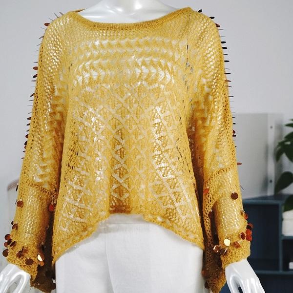 EUR American Style new autumn sequin sweater five colours batwing hallow out sweater loose leisure sweater handcraft of sequin over size