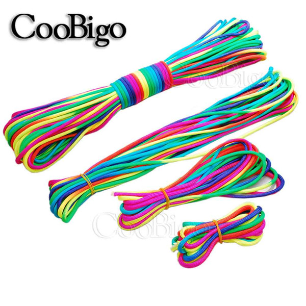 Pick 10ft 20ft 50ft 100ft 328ft Rainbow Paracord Rope Bracelet Parachute 550 Cord Lanyard Rope Mil Spec Type III 7 Strand
