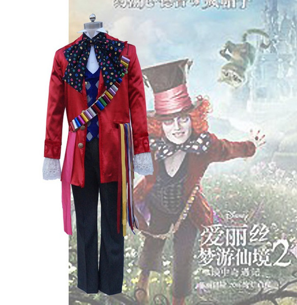 Alice in Wonderland Mad Hatter cosplay costume includes 8 accessories