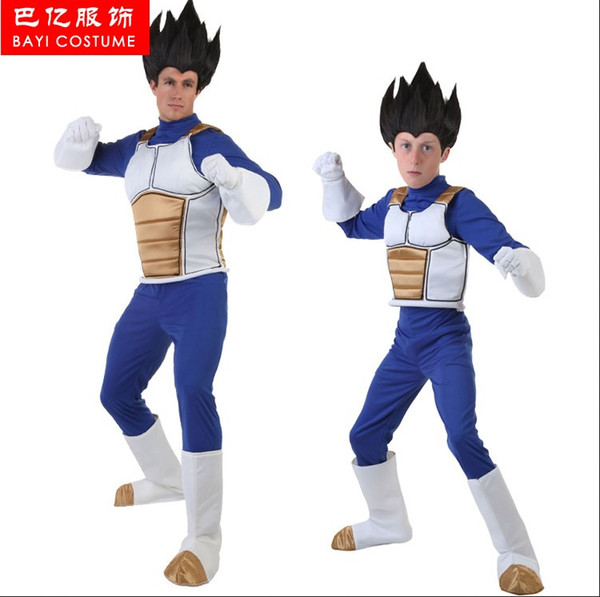 kids Japanese Cartoon Anime cosplay Dragon Ball Vegeta Cosplay Costume kids Zentai +Vest + Gloves + Boots fan gift