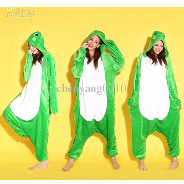 Animal Love Frog Unisex Adult Flannel Onesies Pajamas Kigurumi Jumpsuit Hoodies Sleepwear Cosplay For Adults Welcome Wholesale Order