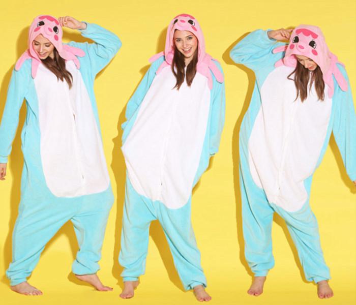 Animal Octopus Unisex Adult Flannel Onesies Pajamas Kigurumi Jumpsuit Hoodies Sleepwear Cosplay For Adults Welcome Wholesale Order