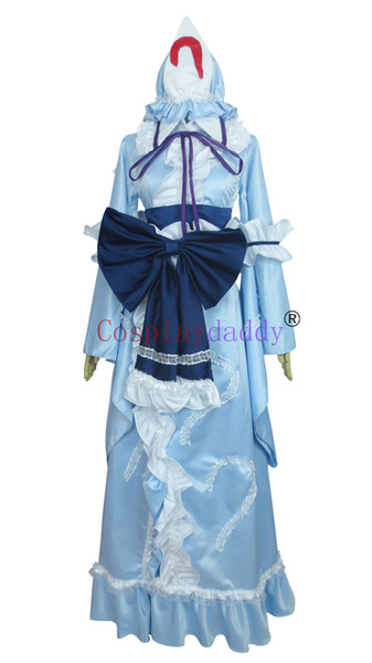 Touhou Project Cosplay Yuyuko Saigyouji Blue Dress Costume H008