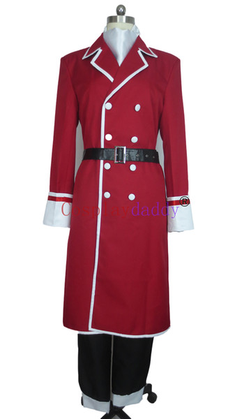 Fairy Tail Freed Justine Red Halloween Long Coat Set Cosplay Costume J001