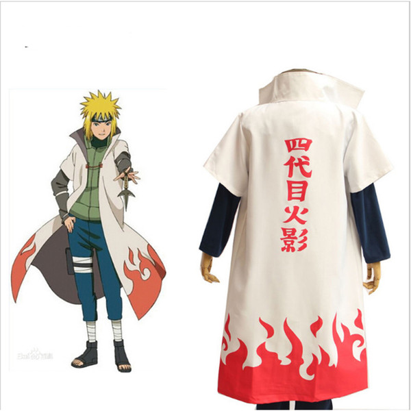 Japan Naruto Yondaime Hokage Cloak White Dust coat Anime Cosplay Costume /Adult //Halloween