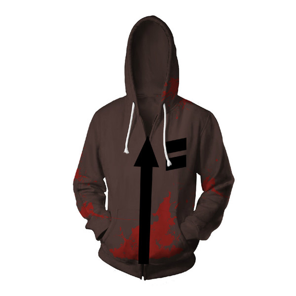 Cosplay Angels of Death Costume Isaac Foster Zack Cosplay Sweatshirts Uniex 3D Printing Zipper Jacket Hooded Sweater Coat Tops