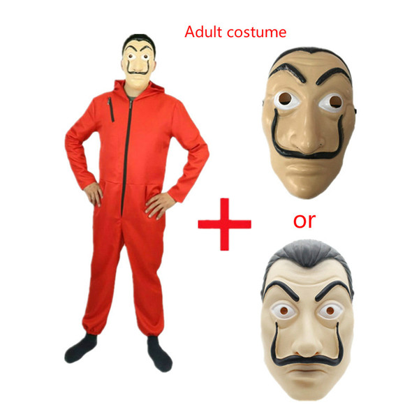 Salvador Dali Movie Costume Money Heist The House of Paper La Casa De Papel Cosplay Halloween Party Costumes with Face Mask