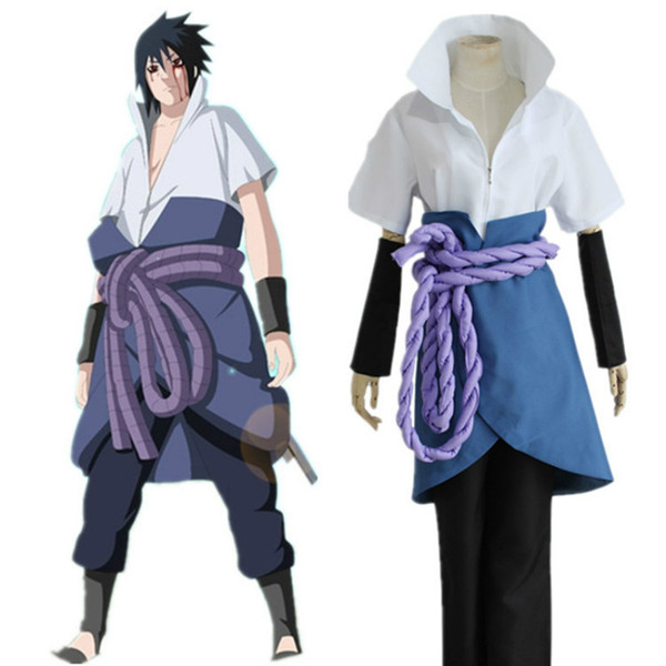 Naruto Cosplay Costume Konoha Uchiha Sasuke 4th Generation Suit with Nursing