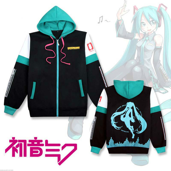 2017 Hatsune Miku hooded sweatshirt outwear Coat women clothing cosplay costume girls clothes spring zipper coats and jackets